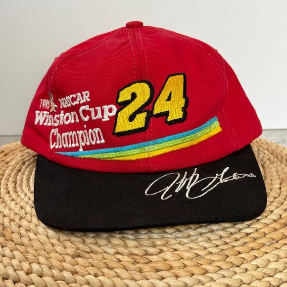 Vintage Jeff Gordon Hat Snapback 1995 Winston Cup Champion Red Black Cap USA - Picture 2 of 8